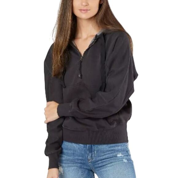 Free People Movement L Think Future Hoodie Washed Black Pullover *flaw - Picture 1 of 12